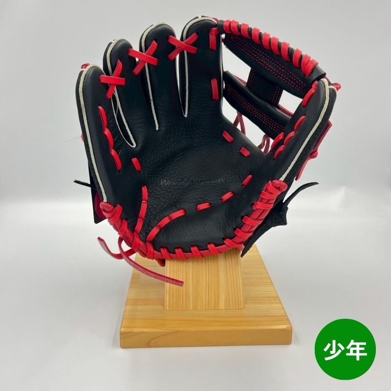 ワールドペガサスキッズ用グラブ(グローブ) WGJ4FK 9023ブラック×レッド 左投げ用 年中~小学校低学年用 25%OFF