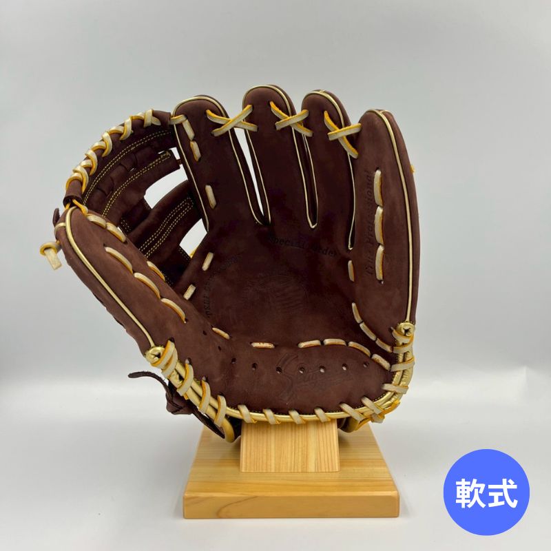 久保田スラッガー軟式用グラブ(グローブ)SP-2024G スエードブラウン×アンティークゴールド 限定品 湯もみ型付け済み