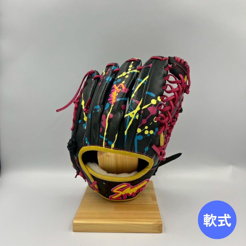 久保田スラッガー軟式用グラブ(グローブ) SP-2022G ブラック×スプラッシュ 限定品 湯もみ型付け済み