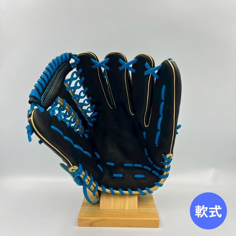 久保田スラッガー軟式用グラブ(グローブ) SP24-T5 近本選手カラー ブラック×水色 限定品 湯もみ型付け済み