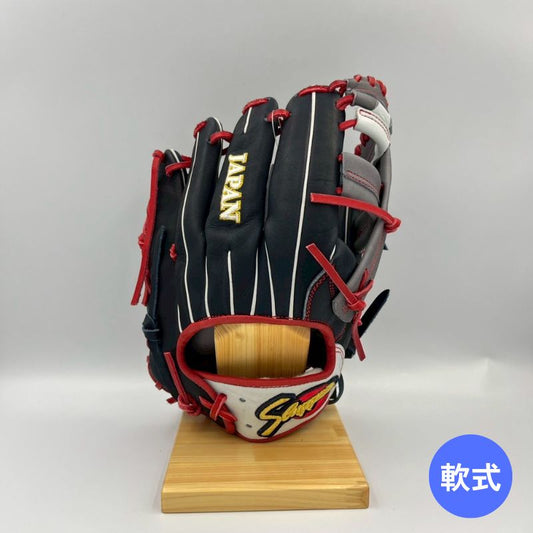 久保田スラッガー軟式用グラブ（グローブ）　JPN-2023G　周東選手モデル　KSブラック×Dグレー×レッド　2023年限定品　湯もみ型付け済み