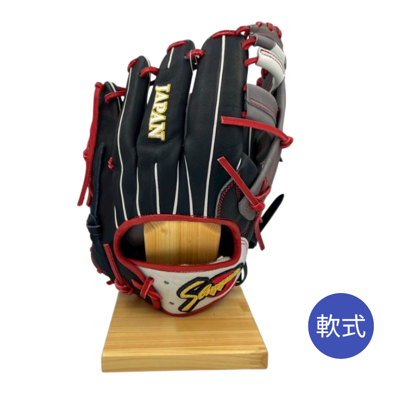 久保田スラッガー軟式用グラブ（グローブ）　JPN-2023G　周東選手モデル　KSブラック×Dグレー×レッド　2023年限定品　湯もみ型付け済み