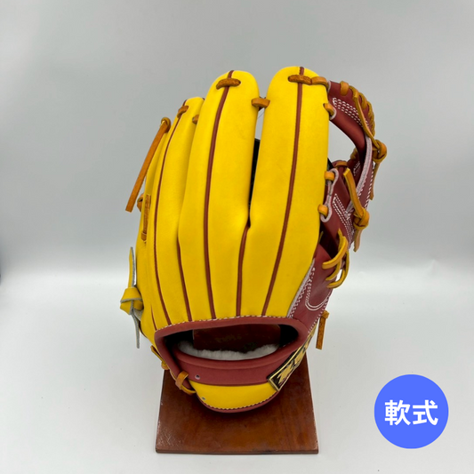 ゼットプロステイタス軟式グラブ（グローブ）　BRGB30766L　4054ボルドーB×Tイエロー  右投げ用　内野手用　サイズ4　20％OFF