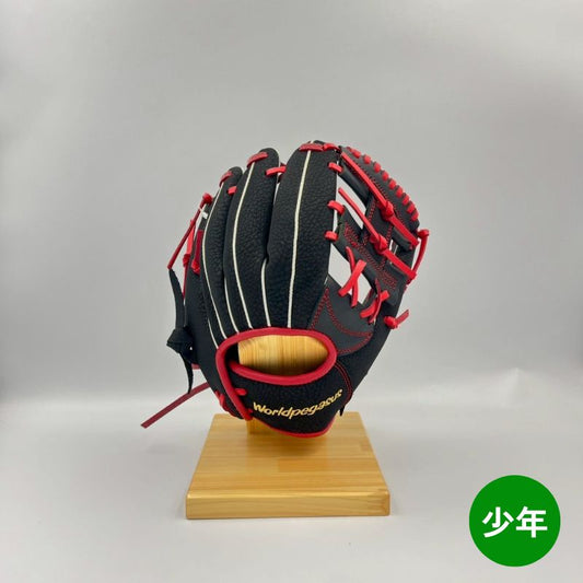 ワールドペガサスキッズ用グラブ（グローブ）　WGJ4FK　9023ブラック×レッド  右投げ用　年中～小学校低学年用　25％OFF