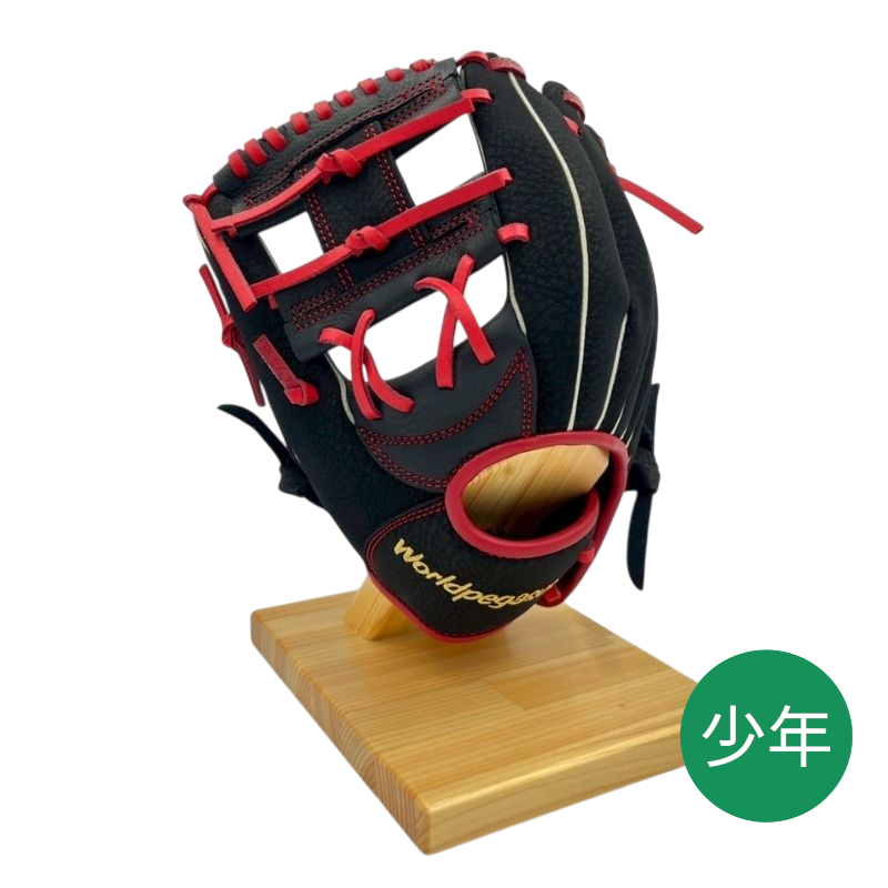 ワールドペガサスキッズ用グラブ（グローブ）　WGJ4FK　9023ブラック×レッド  左投げ用　年中～小学校低学年用　25％OFF