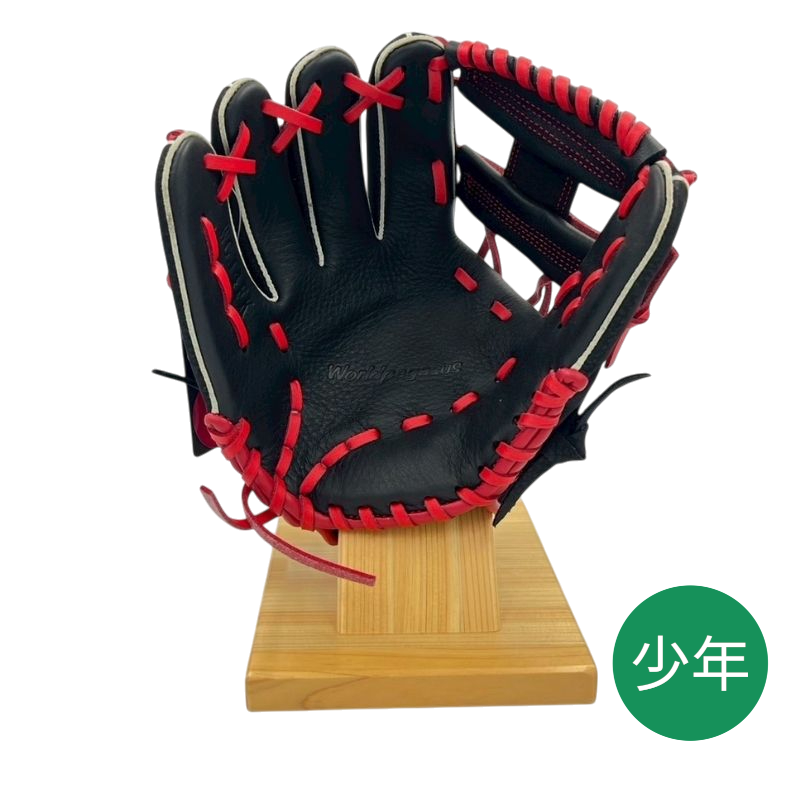 ワールドペガサスキッズ用グラブ（グローブ）　WGJ4FK　9023ブラック×レッド  左投げ用　年中～小学校低学年用　25％OFF