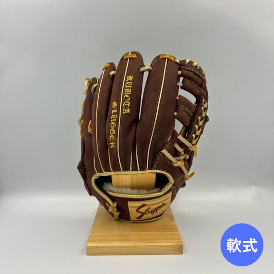 久保田スラッガー軟式用グラブ（グローブ）SP-2024G　スエードブラウン×アンティークゴールド　限定品　湯もみ型付け済み