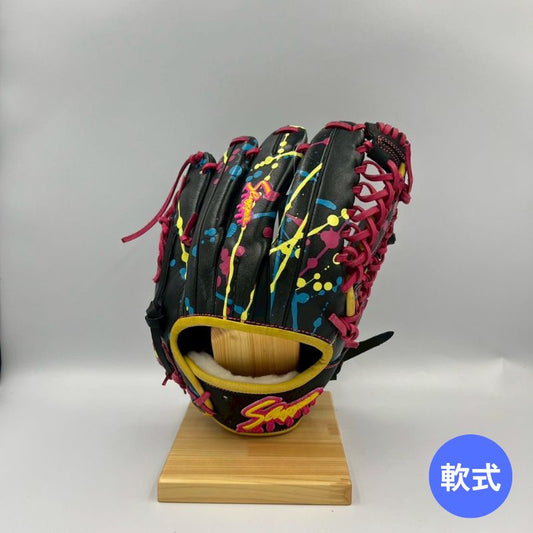久保田スラッガー軟式用グラブ（グローブ）　SP-2022G　ブラック×スプラッシュ　限定品　湯もみ型付け済み