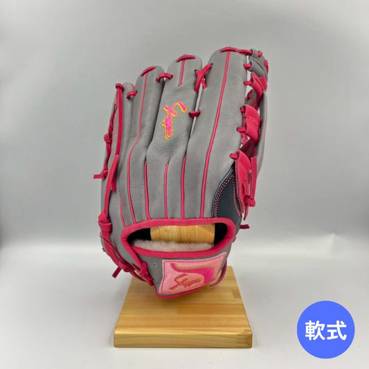 久保田スラッガー軟式用グラブ（グローブ）　SP24-SH23B　Dグレー×KSブラック　限定品　湯もみ型付け済み