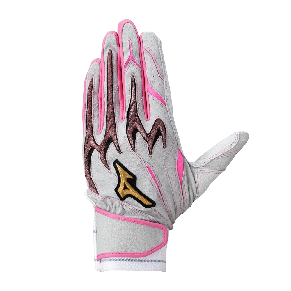 バッティング手袋　1EJEA56664　グレー×ピンク×ピンク　両手用